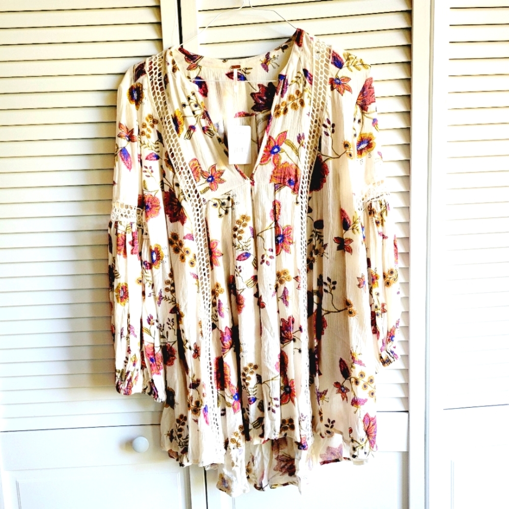 Free people mini flowy dress-Small-White/Multi.NWT